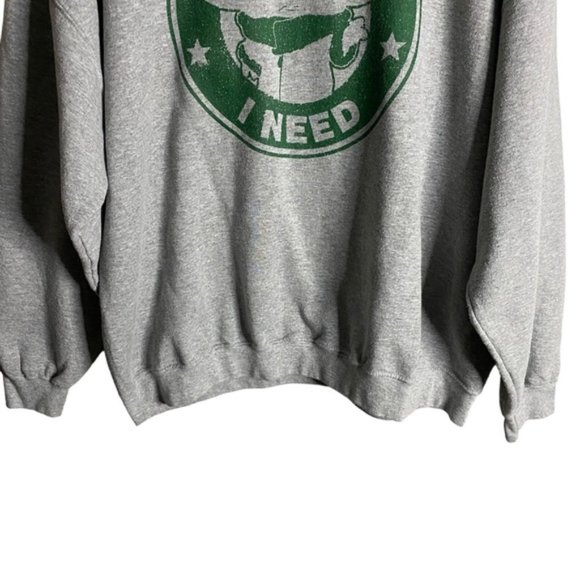 Gildan Women's Gray Crewneck Graphic Print "Coffee I Need" Sweatshirt - Picture 3 of 6